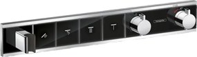 Baterie dus incastrata cu 4 functii Hansgrohe Rainselect cu termostat negru-crom lucios