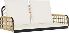 vidaXL Bancă de balansoar cu perne, 105x58x38 cm, poliratan și oțel