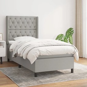 vidaXL Pat continental cu saltea, gri deschis, 80x200 cm, textil