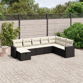 3263582 vidaXL Set mobilier de grădină cu perne, 8 piese, negru, poliratan