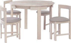 Set de sufragerie 1+4, lemn masiv, alb model lemn /gri-bej, DOMIO