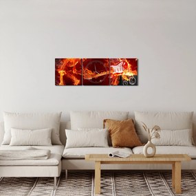 Tablou - Muzica în flăcări (cu ceas) (90x30 cm)