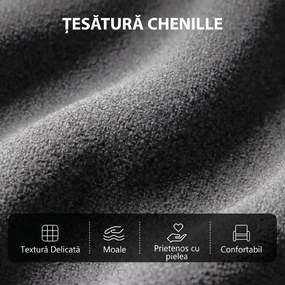 HOMCOM Fotoliu Reclinabil Manual cu Masaj 160°, Chenille, Suport Picioare, Telecomandă, Buzunare, Gri Închis | Aosom Romania