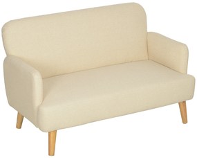 HOMCOM Canapea de două locuri, compactă, material prietenos cu pielea, până la 240 kg, 130x74x79 cm, alb crem | Aosom Romania