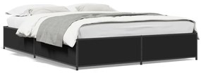 3279842 vidaXL Cadru de pat, negru, 140x200 cm, lemn prelucrat și metal