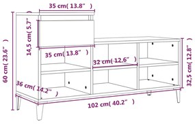 Pantofar, alb, 102x36x60 cm, lemn compozit 1, Alb