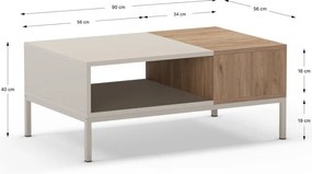 Măsuță de cafea crem 56x90 cm Cailin – Marckeric