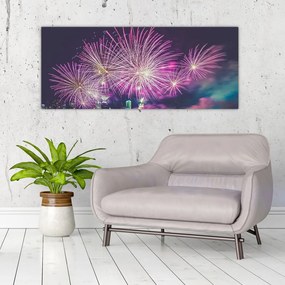 Tablou cuoraș nocturn cu artificii (120x50 cm), în 40 de alte dimensiuni noi