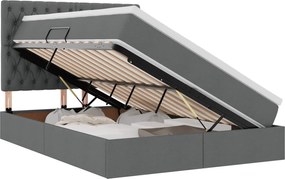 vidaXL Pat cu saltea și spațiu de depozitare Gri închis 140 x 190 cm