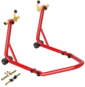 HOMCOM Stand pentru motociclete cu capacitate de 544 kg, cu furci reglabile și roți, Roșu | Aosom Romania