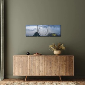 Tablou cu munți (cu ceas) (90x30 cm)