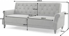 Canapea extensibila design Chesterfield, Maison Belle Affaire 220cm, gri