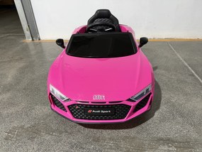 AIYAPLAY Mașinuță Electrică pentru Copii 12V Audi R8 Spyder, 3+ Ani, 3-5 km/h, cu 2 Motoare și Telecomandă, Roz | Aosom Romania