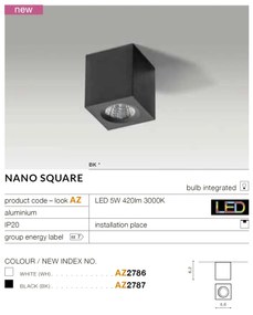 Mini Spot LED aplicat tavan/plafon NANO SQUARE negru