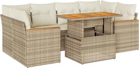 vidaXL Set canapele grădină cu perne 6 piese bej poliratan/lemn acacia
