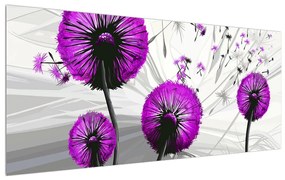 Tablou modern cu păpădii violete (120x50 cm), în 40 de alte dimensiuni noi