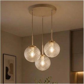 Brilagi - Lustră suspendată pe cablu STELLA 3xE27/60W/230V bej/auriu