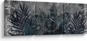 Tablou - Frunze de palmier (cu ceas) (90x30 cm)