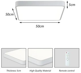 Plafonieră LED dimabilă Brilagi POOL SQUARE LED/48W/230V 3000-6000K 50x50 cm alb + telecomandă