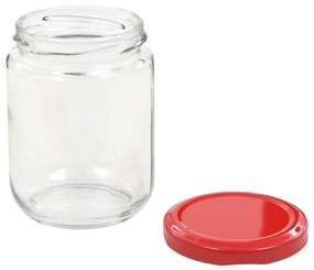 Borcane din sticla pentru gem, capace rosii, 96 buc., 230 ml 96, Rosu