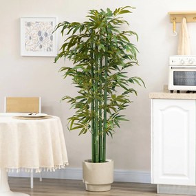 HOMCOM Plantă Artificială de Bambus, 180 cm, Realistă, cu Ghiveci Decorativ pentru Living și Dormitor, Verde | Aosom Romania