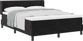 vidaXL Pat cu arcuri cu saltea cu headboard Negru 190 x 140 cm Catifea