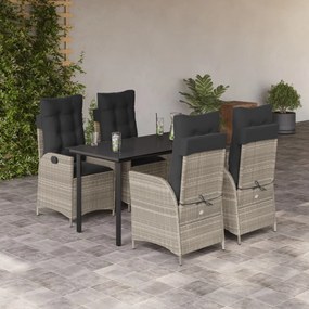 vidaXL Set mobilier de grădină cu perne, 5 piese gri deschis poliratan