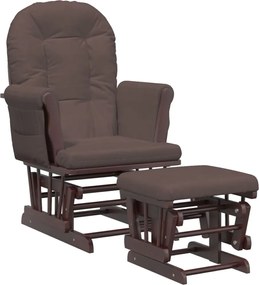 vidaXL Scaun glisant cu taburet, maro, material textil