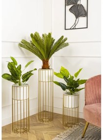 Ghiveci metalic de flori LOFT 55x20 cm auriu/alb