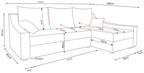 Colțar Opal L (Negru + Gri) (D). 1057310