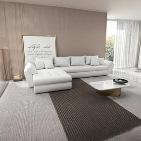 Colțar extensibil dumonde cu ladă de depozitare si sezut confortabil din spuma high-density, Loana XL Euphoria Ivory 335x185 cm