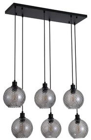 Lustra cu 6 pendule metal negru, sticla fumurie Radiance