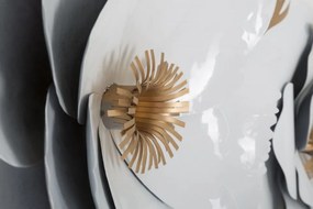 Panou decorativ alb/auriu din metal, 158x9x60 cm, Flower Mauro Ferretti
