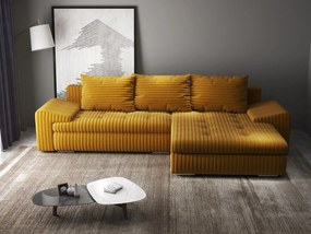 Colțar extensibil dumonde cu ladă de depozitare si sezut confortabil din spuma high-density, Leonardo Ambience Mustar 260x185 cm II