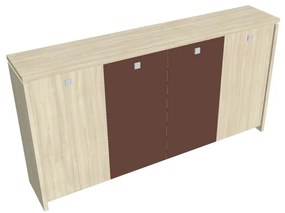 Dulap mediu pentru haine Verno 248 x 46 x 130 cm, uși combinate, salcâm / maro