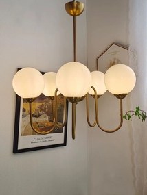 Lustra Suspendata, 5 Globuri, Auriu
