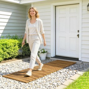 Outsunny Drum de grădină din lemn 120x38 cm Pasarelă dreaptă rulabilă pentru exterior Rezistent la intemperii Carbonizat | Aosom Romania