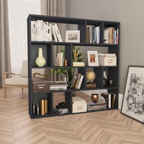 800367 vidaXL Bibliotecă/Separator cameră negru extralucios 110x24x110 cm PAL