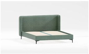 Pat matrimonial verde tapițat cu somieră 160x200 cm Basti – Ropez