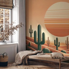 Fototapet - Deșert cu cactuși (147x102 cm)