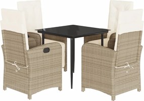 vidaXL Set mobilier de grădină cu perne, 5 piese, bej, poliratan