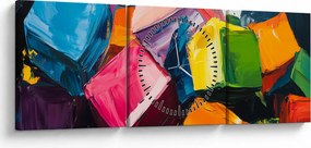 Tablou - Cuburi colorate (cu ceas) (90x30 cm)