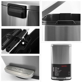 Coș de gunoi argintiu mat cu pedală din oțel 50 l Akira – Spirella