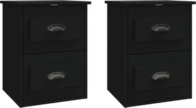 vidaXL Noptiere de perete, 2 buc., negru, 41,5x36x53cm