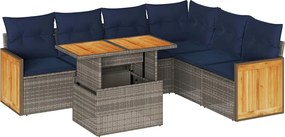 vidaXL Set canapele grădină cu perne 7 piese gri poliratan/lemn acacia