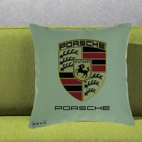 Perna Personalizata Porsche Stuttgart, 40x40 cm, Verde, Husa Detasabila, Perna Inclusa, BEKZ®