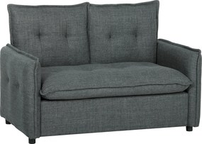 HOMCOM Canapea 2 locuri, canapea de living modernă 131 cm cu șezut căptușit, perne cu arcuri, țesătură tip in, gri închis | Aosom Romania