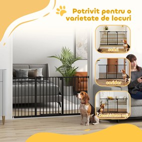 Gard extensibil PawHut din fier pentru animale, negru | Aosom Romania