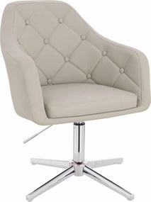 HR831CROSS Scaun Ecru Piele Ecologica Premium Soft cu Bază Cromata