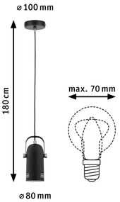 Paulmann LAVEA 79766 - Lustră suspendată pe cablu LED RGBW 1xE27/15W 230V, neagră